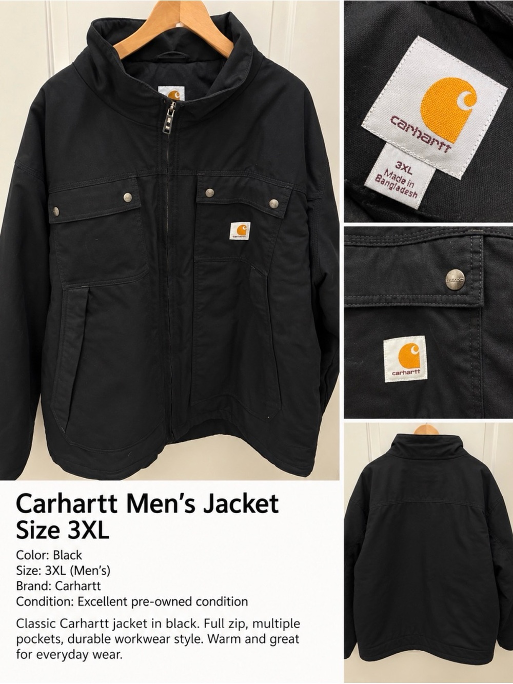 Carhartt Men's Black Heavy-Duty Field Jacket